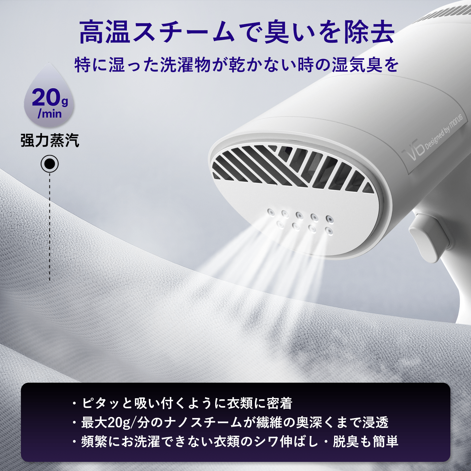 【美品】Morus V6 真空吸着式衣類スチーマー グレー 衣類スチーマー Morus V6|真空吸着式 スチームアイロン – 株式